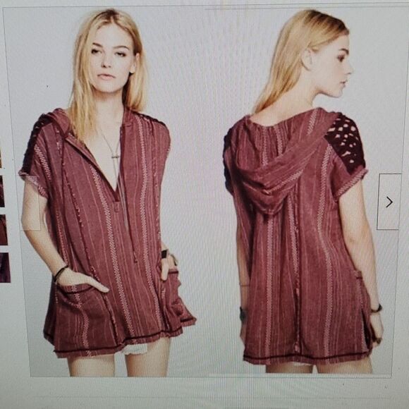 FREE PEOPLE forever yours knit stripe Hooded boho Top - Picture 1 of 9